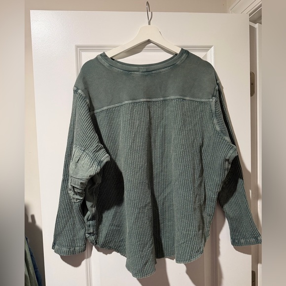 Free People Sage Waffle Knit Sweatshirt Oversized 🔥 - Picture 3 of 3
